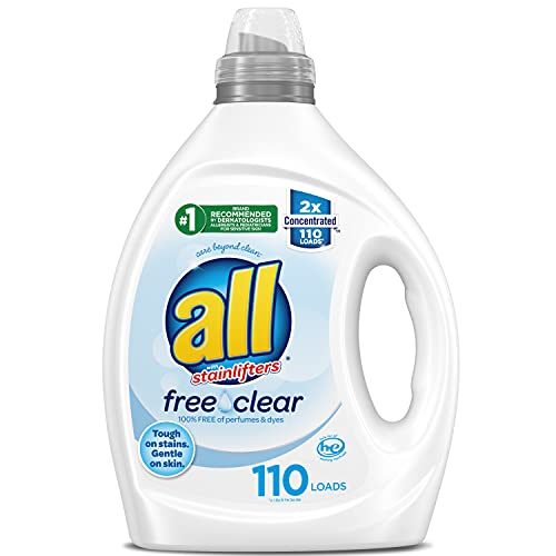 all Liquid Laundry Detergent, Clear for Sensitive Skin, 2X Concentrated, 110 Loads