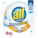 all Mighty Pacs Free Clear Oxi for Sensitive Skin, 38 Loads, Unit Dose Laundry Detergent