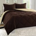 All Season Reversible 2-Piece Comforter Set - Twin/Twin XL, Brown/Cream