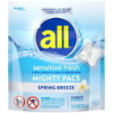 all Sensitive Fresh Mighty Pacs Laundry Detergent Pacs, Hypoallergenic Spring Breeze Scent, Gentle for Sensitive Skin, 19 Count, HE Compatible