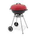 alp Classic Large 18x31 Charcoal Barbecue Grill Portable BBQ Heavy Steel W/Wheels Legs Ash Catcher Red/Black Color