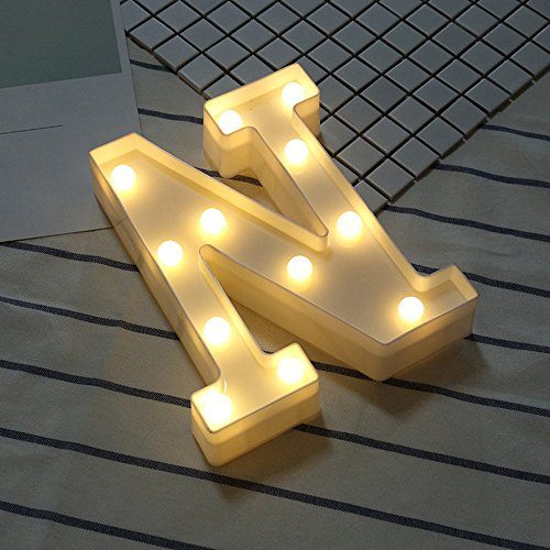 Alphabet LED Letter Lights Light Up White Plastic Letters Standing Hanging N