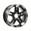 Aluminum Trailer Wheel 12X4 12 Inch Rim Black and Machined 5 Lug PDTU24545BM