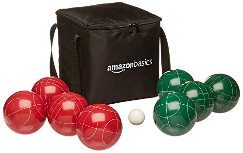Amazon Basics 100 Millimeter Bocce Ball Outdoor Yard Games Set with Soft Carrying Case - 2 to 8 Players, Red...