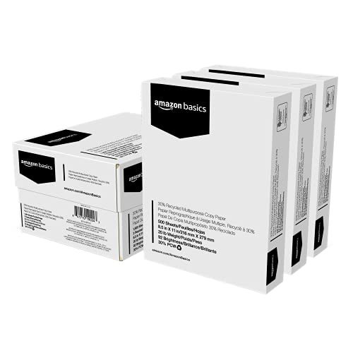 Amazon Basics 30% Recycled Multipurpose Copy Printer Paper - 8.5 x 11 Inches, 3 Ream Case (1500 Sheets)