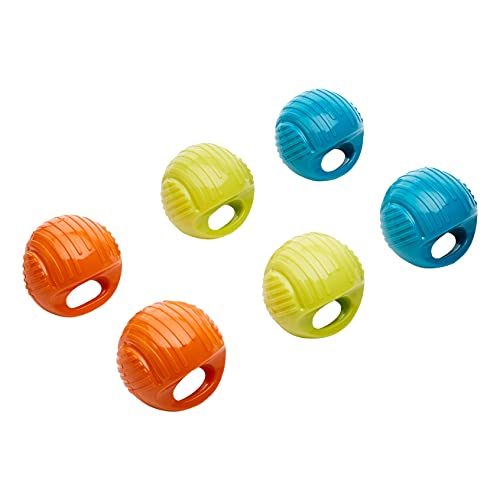 Amazon Basics Dog Arco Rubber Squeak Balls - Small, 6-Pack