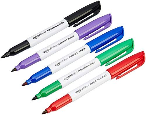 Amazon Basics Fine Point Tip Permanent Markers, Assorted Colors, 12-Pack