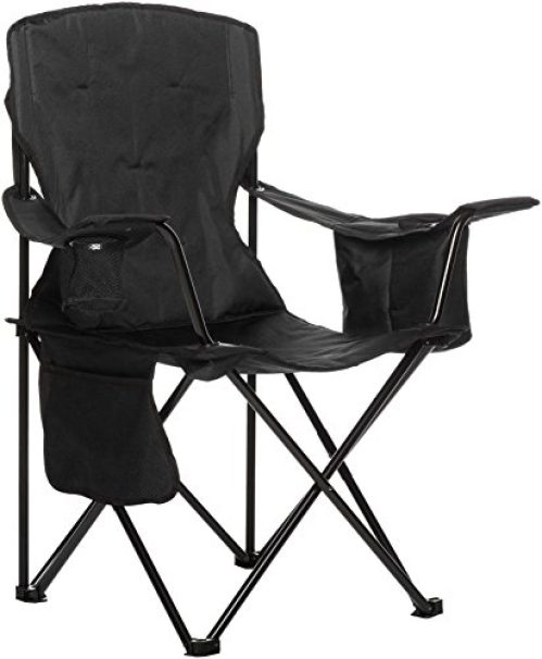 Amazon Basics Folding Padded Outdoor Camping Chair with Carrying Bag - 34 x 20 x 36 Inches, Black