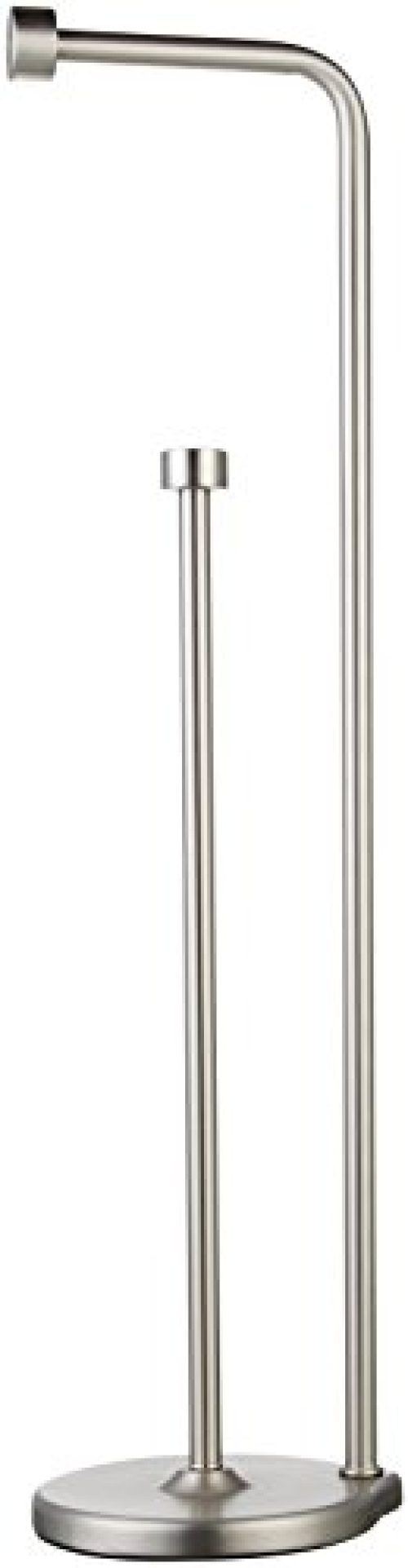 Amazon Basics Free Standing Bathroom Toilet Paper Holder Stand with Reserve, Silver Nickel