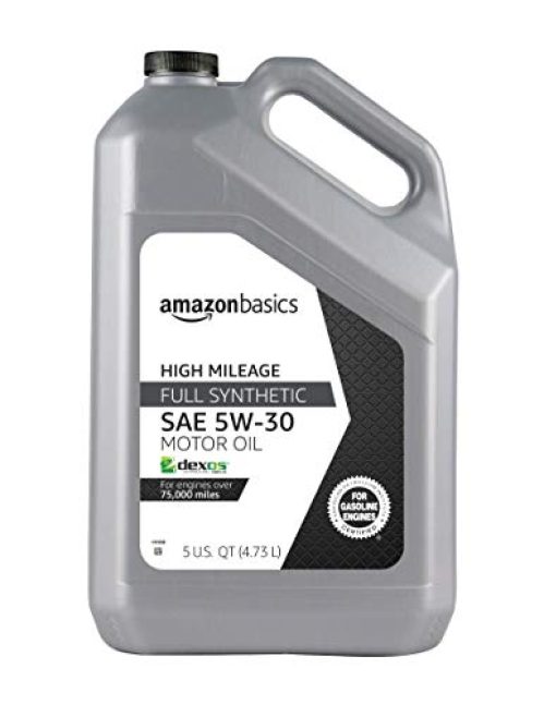 Amazon Basics High Mileage Motor Oil - Full Synthetic - 5W-30 - 5 Quart