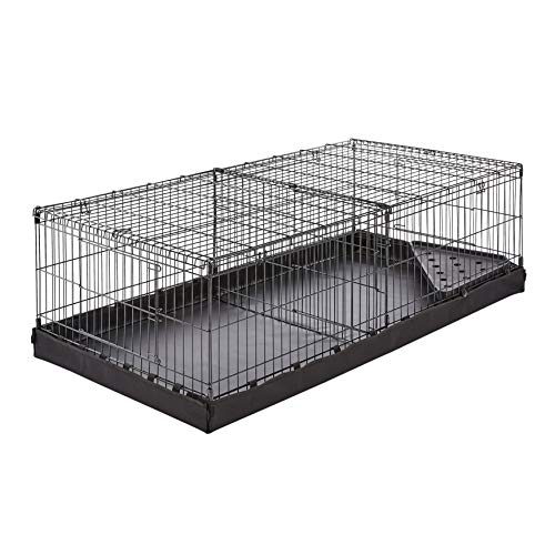 Amazon Basics Indoor-Outdoor Small Pet Habitat Cage with Canvas Bottom, with Divider, Black