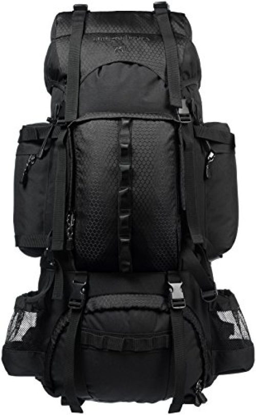 Amazon Basics Internal Frame Hiking Camping Rucksack Backpack with Rainfly - 18 x 8 x 37 Inches, 75 Liters, Black
