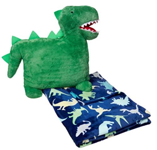 Amazon Basics Kids Bedding Nap Set with Dinosaur Pillow and Fleece Throw Blanket