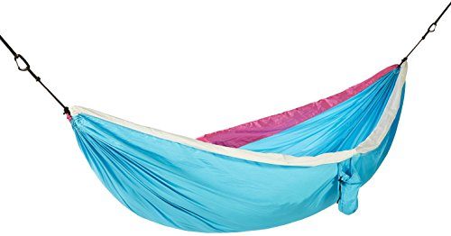Amazon Basics Lightweight Extra-Strong Nylon Double Camping Hammock- Sky Blue/White