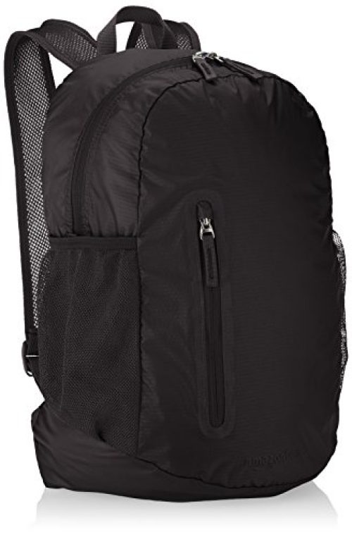 Amazon Basics Lightweight Packable Hiking Travel Day Pack Backpack - 17.5 x 17.5 x 11.5 Inches, 25 Liter, Black