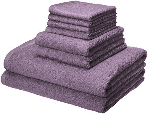Amazon Basics Quick-Dry Towels - 100% Cotton, 8-Piece Set, Lavender