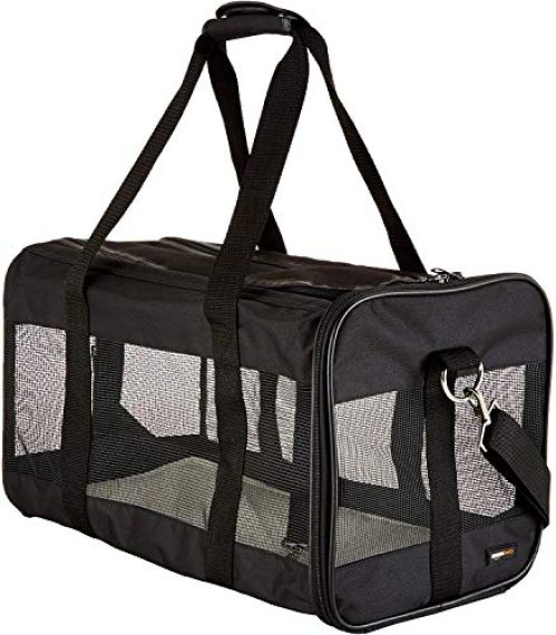 Amazon Basics Soft-Sided Mesh Pet Travel Carrier, Large (20 x 10 x 11 Inches), Black