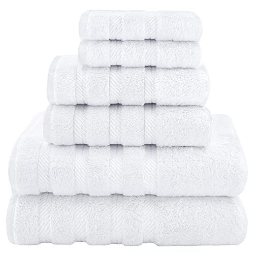 American Soft Linen, 6 Piece Towel Set, 2 Bath Towels 2 Hand Towels 2 Washcloths, Super Soft and Absorbent, 100%...