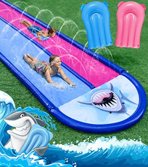 AnanBros Slip and Slide Inflatable Lawn Water Slide with 2 Bodyboards, 20x6ft 10lb, Slip n Slide Summer Toy with Sprinkler,...