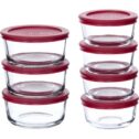 Anchor Hocking 14-Piece Clear Glass Round Food Storage Value Pack with Red Lids