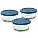 Anchor Hocking Classic Glass Food Storage Containers with Lids, Blue, 2 Cup Set of 3