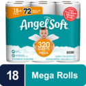 Angel Soft Toilet Paper, 18 Mega Rolls = 72 Regular Rolls, 2-Ply Bath Tissue