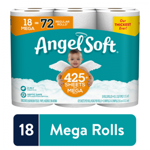 Angel Soft Toilet Paper, 18 Mega Rolls (= 72 Regular Rolls)