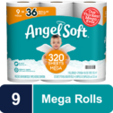 Angel Soft Toilet Paper, 9 Mega Rolls = 36 Regular Rolls, 2-Ply Bath Tissue