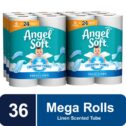 Angel Soft Toilet Paper, Fresh Linen Scent, 36 Mega Rolls = 144 Regular Rolls, 2-Ply Bath Tissue - 6 Rolls...