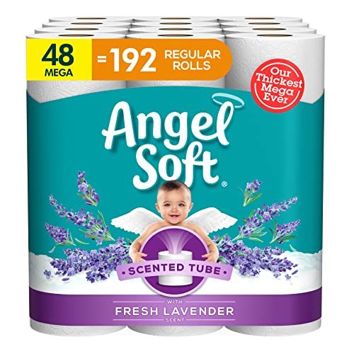 Angel Soft® Toilet Paper with Fresh Lavender Scent, 48 Mega Rolls = 192 Regular Rolls, 2-Ply Bath Tissue