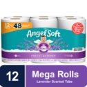 Angel Soft Toilet Paper with Fresh Lavender Scented Tube, 12 Mega Rolls = 48 Regular Rolls, 2-Ply Bath Tissue