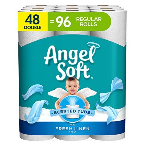 Angel Soft® Toilet Paper with Fresh Linen Scented Tube Bath Tissue,12 Count (Pack of 4) ,Total 48 Rolls
