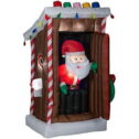 Animated Christmas Airblown Inflatable Santa's Outhouse, 6 Ft Tall, Brown