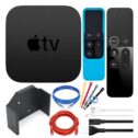 Apple TV 4K 64GB Streamer (MP7P2LL/A, 2017) Bundle with Wall Mount + Remote Sleeve (New-Open-Box)