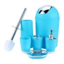 Aramox Bathroom Accessories Set 6 Piece Plastic Bath Accessory Sets with Toothbrush Cup Toothbrush Holder Soap Dish Soap Dispenser Rubbish...