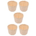 Arts Crafts Kids Woven Flower Basket Bamboo Planter Pot Toys Doll House Accessories Wooden Easter Snack Child 5 Pcs