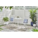 Ashbury White 3-Piece Steel Padded Sling Square Glass Top Outdoor Bistro Set