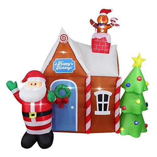 ASTEROUTDOOR 7ft Christmas Inflatable Decorations Gingerbread House with Santa Claus Blow Up Built-in LED Outdoor Indoor Yard Lighted for Holiday...