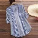 ATIXEL Womens Plus Size Clearance Shirt Women Striped Print T-Shirt V-Neck Loose Fit Top 3/4 Sleeve Blouse