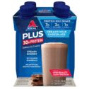 Atkins PLUS Protein & Fiber Shake, Chocolate, Keto Friendly, 11 oz., 4 Count