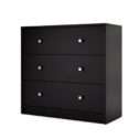 Atlin Designs Contemporary Modern 3 Drawer Wooden Chest Dresser in Black
