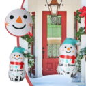 Augper Clearance 45ft Christmas Inflatable Decorations Built-in LED Outdoor Yard Lawn Lighted for Holiday Season, Quick Air Inflated, Snowman w/Board