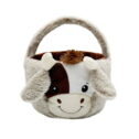 Aunavey Plush Cow Easter Basket for Kids Boys Girls Tote Bags with Floppy Ears for Party Candy Gifts Storage 10''