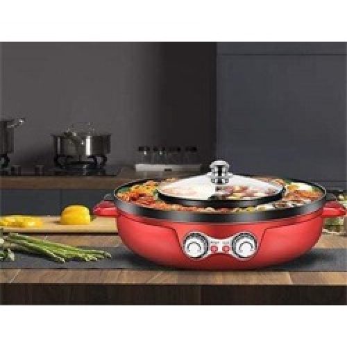 AURSK Electric Hot Pot & Grill, 2 In 1 Electric Hot Pot Grill Cooker w/ Dual Temperature Control For 1-8...
