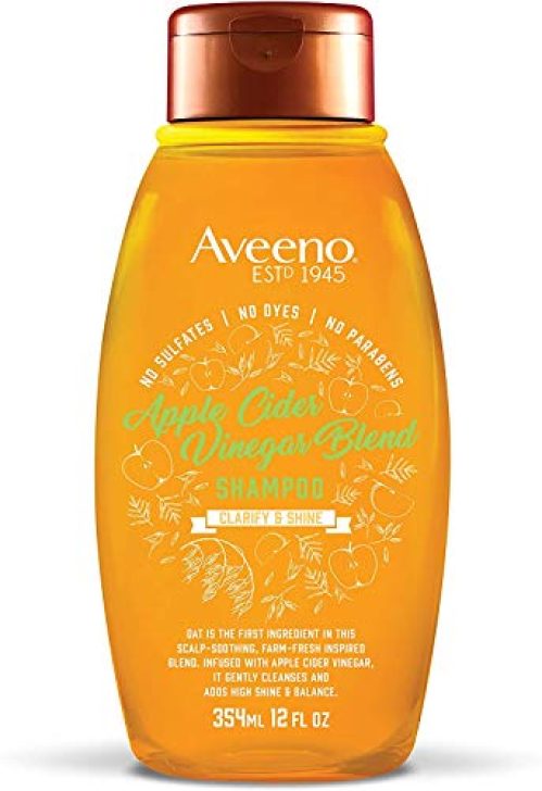 Aveeno Apple Cider Vinegar Sulfate-Free Shampoo for Balance & High Shine, Daily Clarifying & Soothing Scalp Shampoo for Oily or...