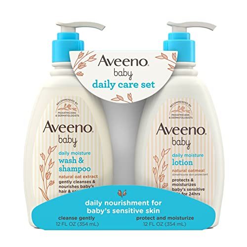 Aveeno Baby Daily Care Gift Set with Natural Oat Extract & Oatmeal, Contains Daily Moisturizing Body Lotion & Gentle 2-in-1...
