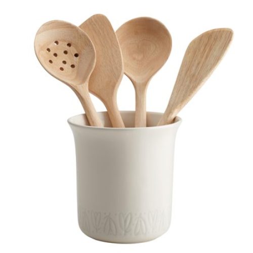 Ayesha Curry Home Collection Ceramic Tool Crock, French Vanilla