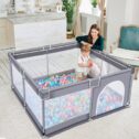 Baby Playpen, Large Safety Play Center Yards, Kids Play Pen Activity with Super Soft Mesh, Sturdy Fence Play Area for...