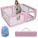 Baby Playpen,Kids Large Playard with 50PCS Pit Balls,Indoor & Outdoor Kids Activity Center,Infant Safety Gates with Breathable Mesh,Sturdy Play Yard...