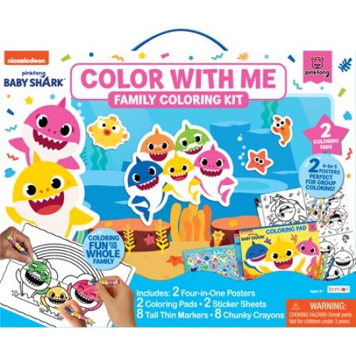 Baby Shark Color With Me Family Coloring Kit with Coloring Books and Supplies